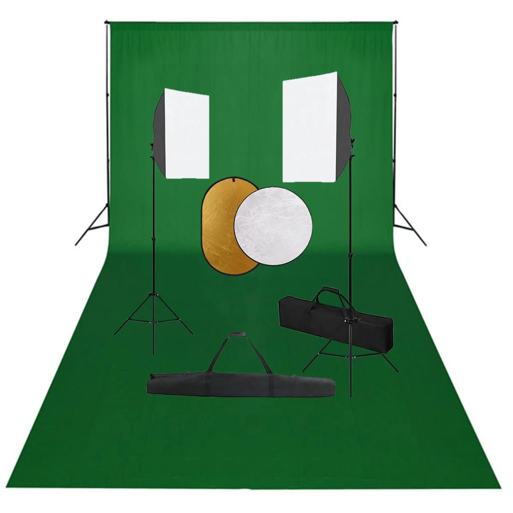 vidaXL Zestaw studyjny z lampami softbox, tłem i blendami