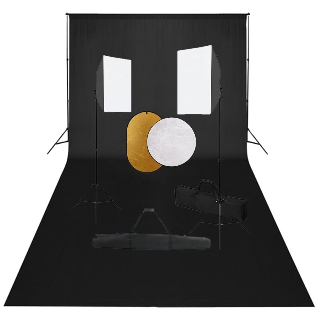 vidaXL Zestaw studyjny z lampami softbox, tłem i blendami