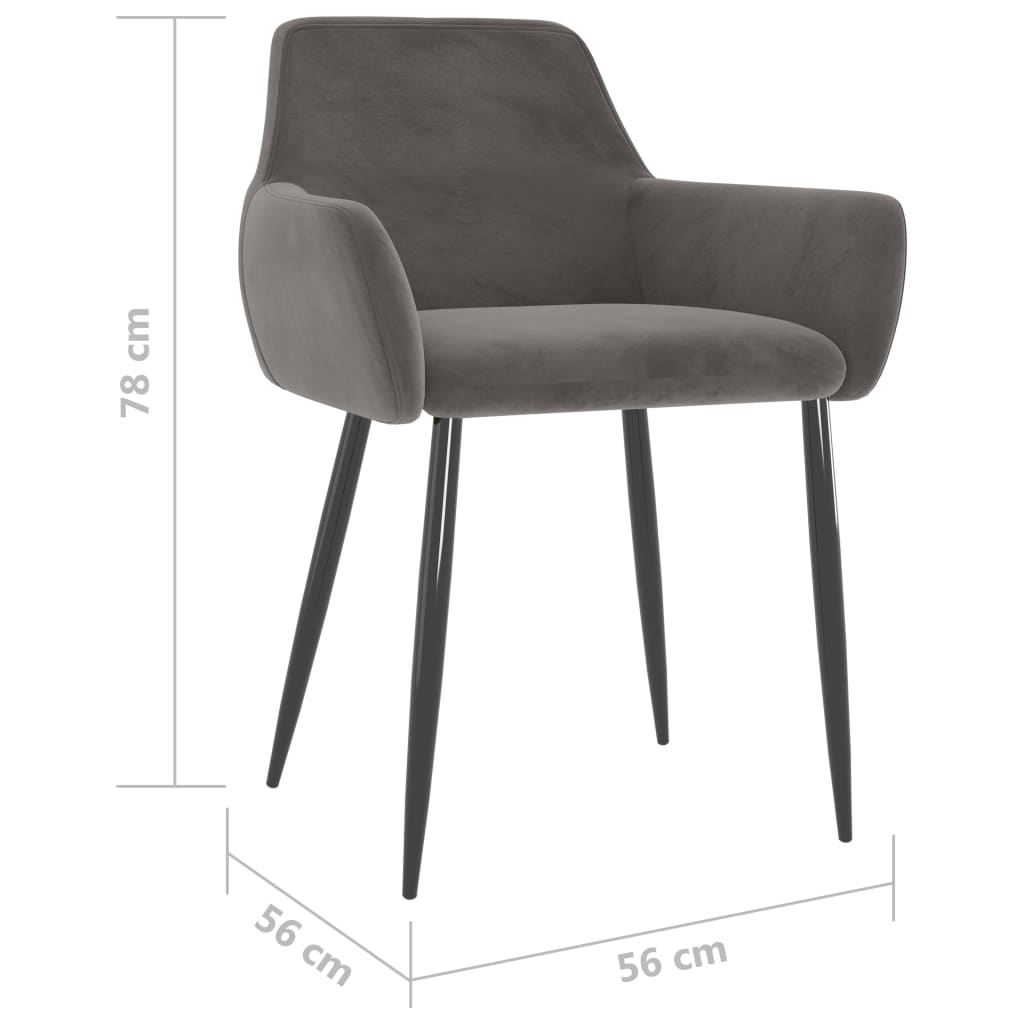 vidaXL Krzesła stołowe, 4 szt., ciemnoszare, obite aksamitem