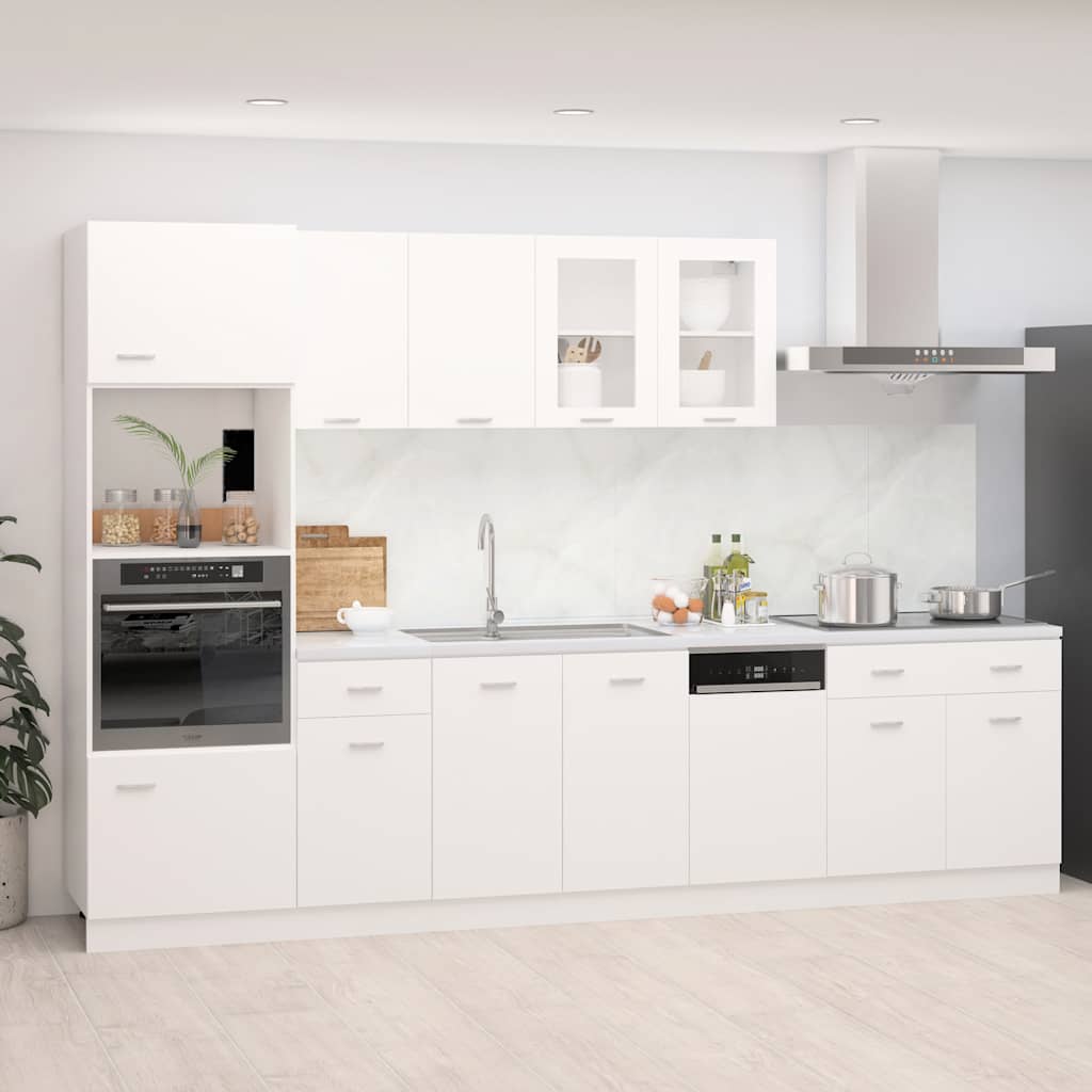 vidaXL 7-cz. zestaw szafek kuchennych, Lyon, biała, materiał drewnopochodny