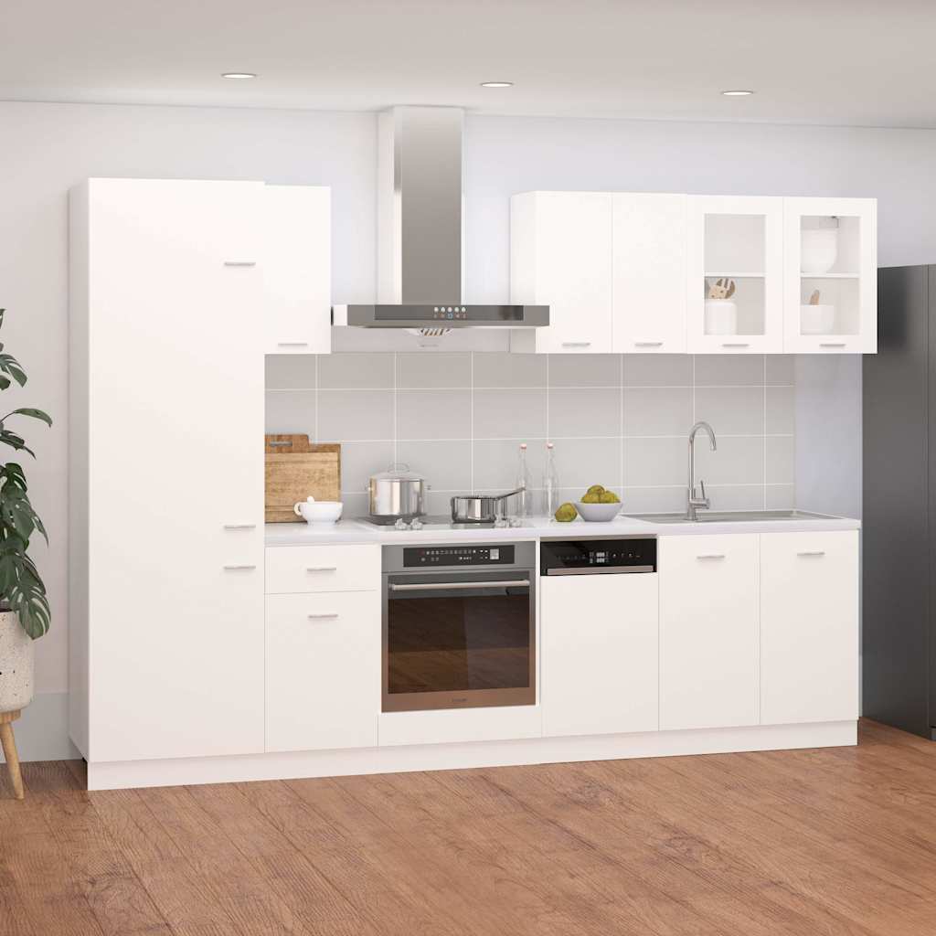 vidaXL 8-cz. zestaw szafek kuchennych, Lyon, biały, płyta wiórowa