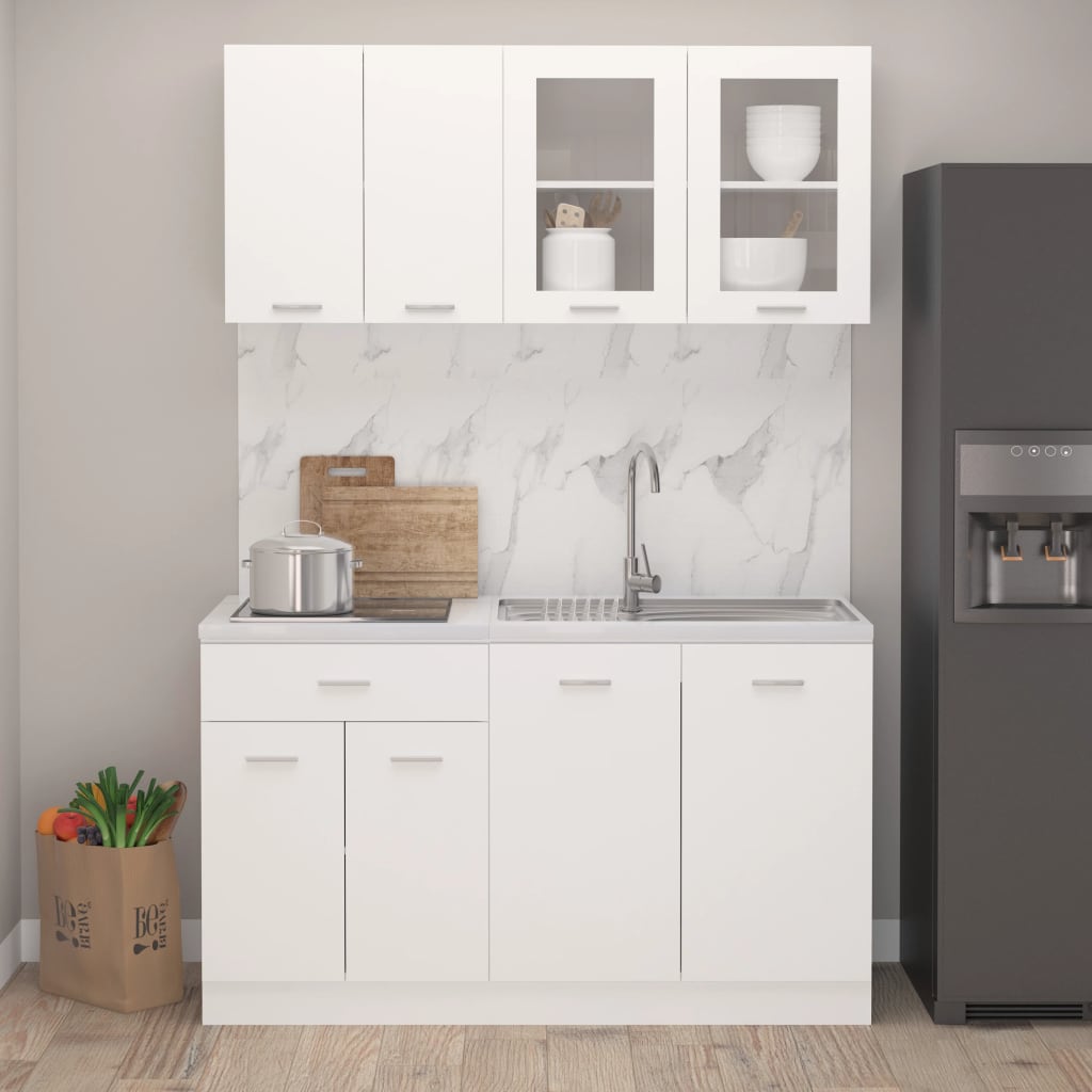 vidaXL 4-cz. zestaw szafek kuchennych, Lyon, biały, materiał drewnopochodny