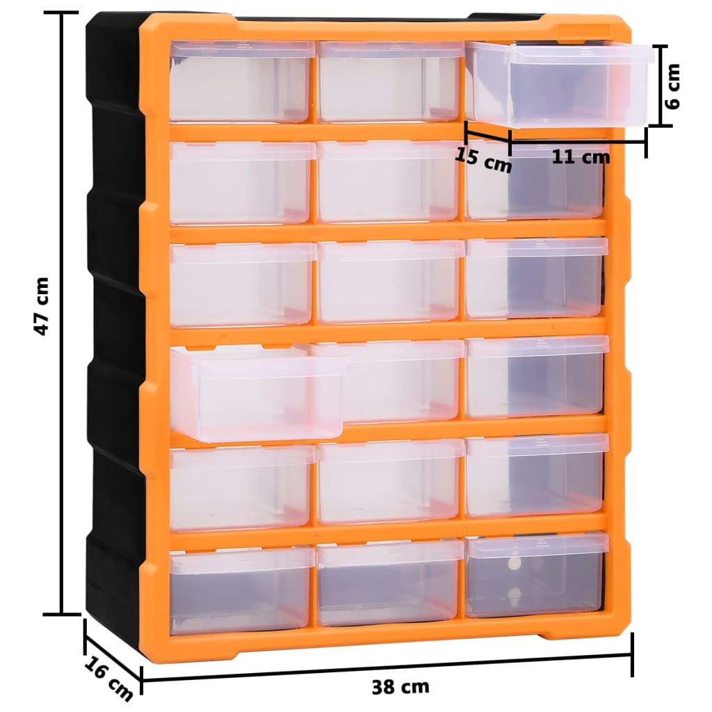 vidaXL Organizer z 18 średnimi szufladkami, 38x16x47 cm