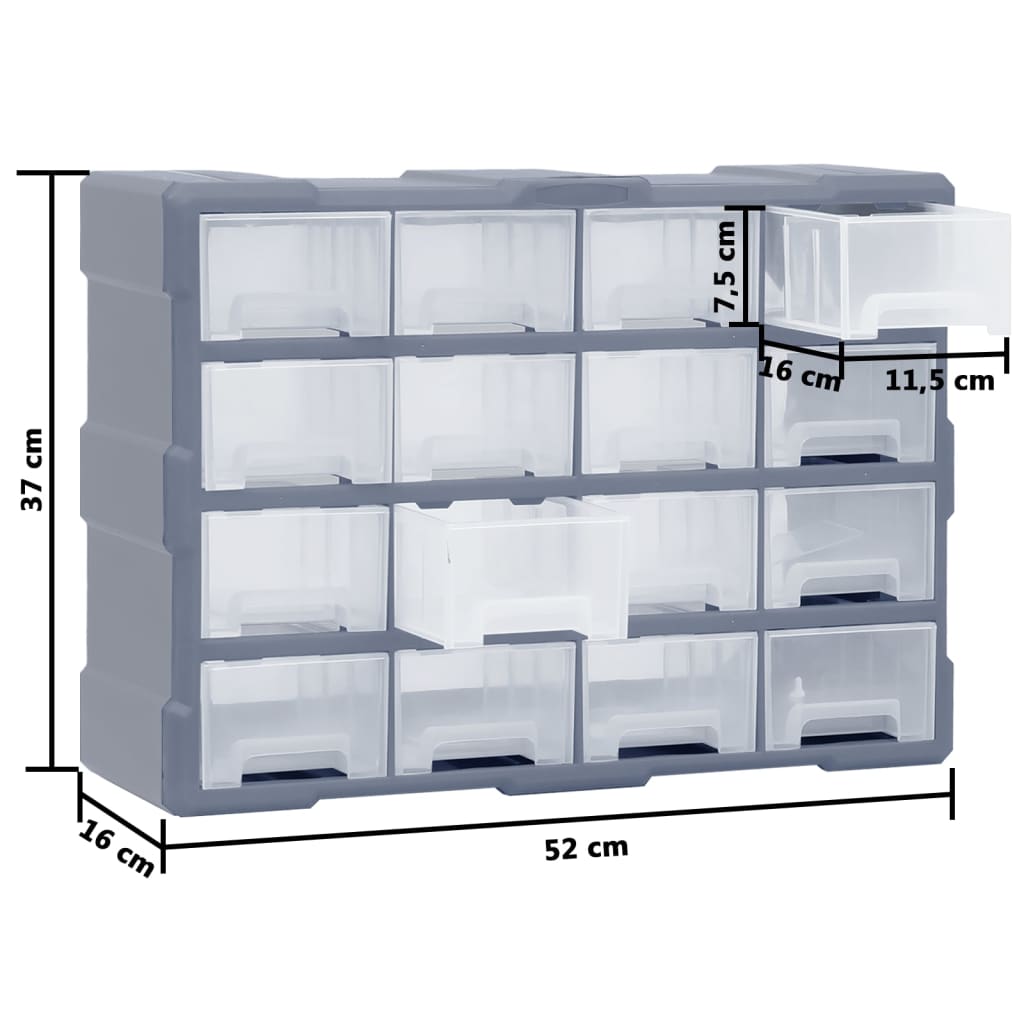 vidaXL Organizer z 16 średnimi szufladkami, 52x16x37 cm