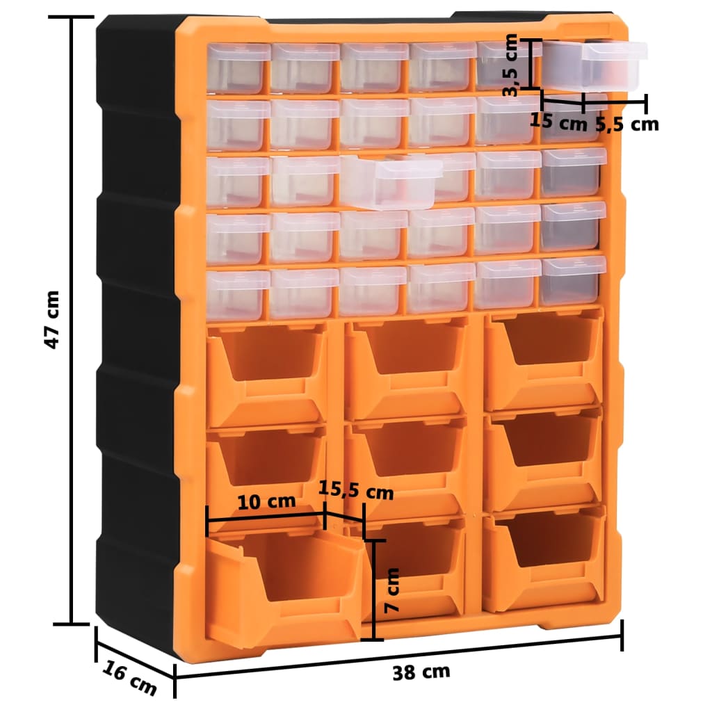 vidaXL Organizer z 39 szufladkami, 38x16x47 cm