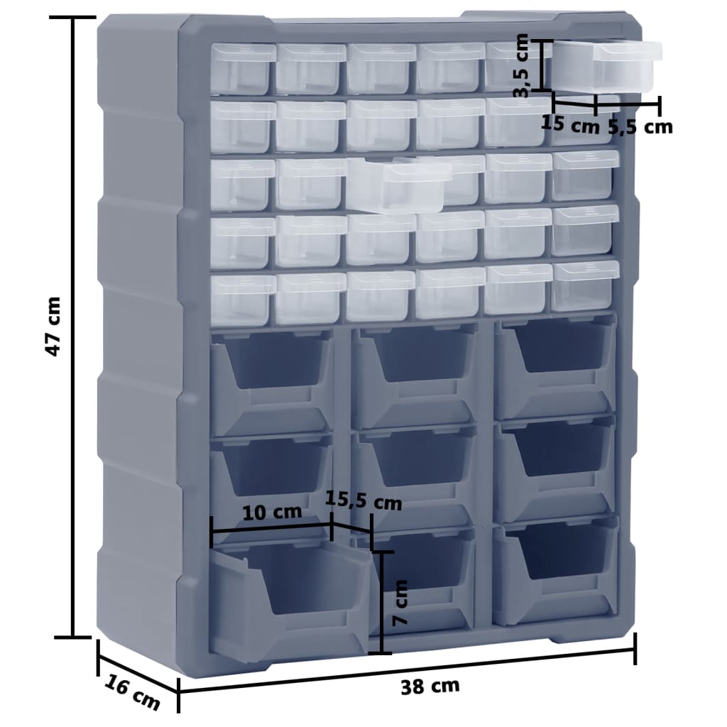 vidaXL Organizer z 39 szufladkami, 38x16x47 cm