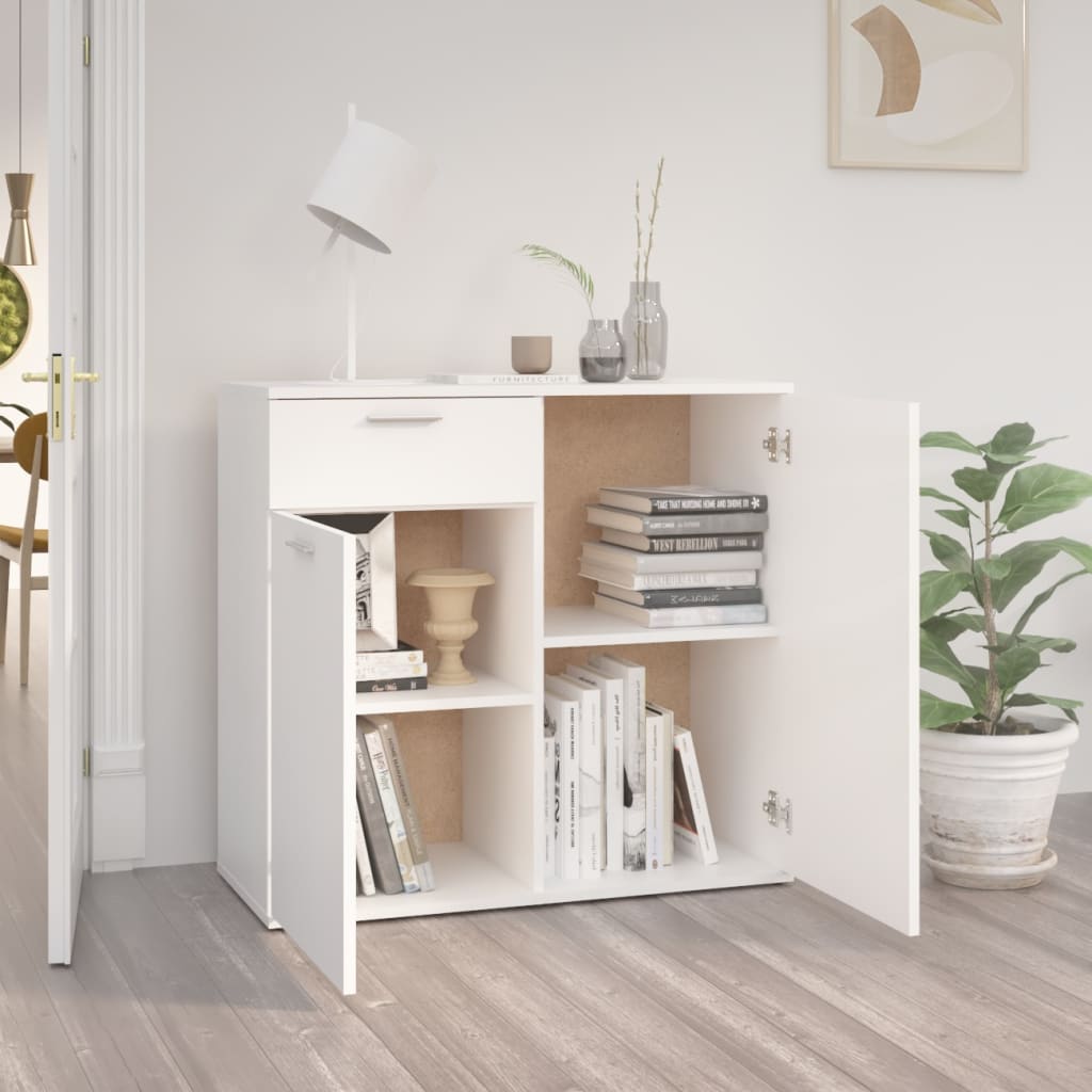 vidaXL Szafka, biała, 80x36x75 cm, materiał drewnopochodny