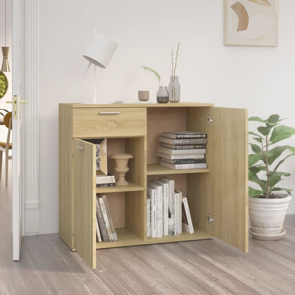 vidaXL Szafka, dąb sonoma, 80x36x75 cm, materiał drewnopochodny
