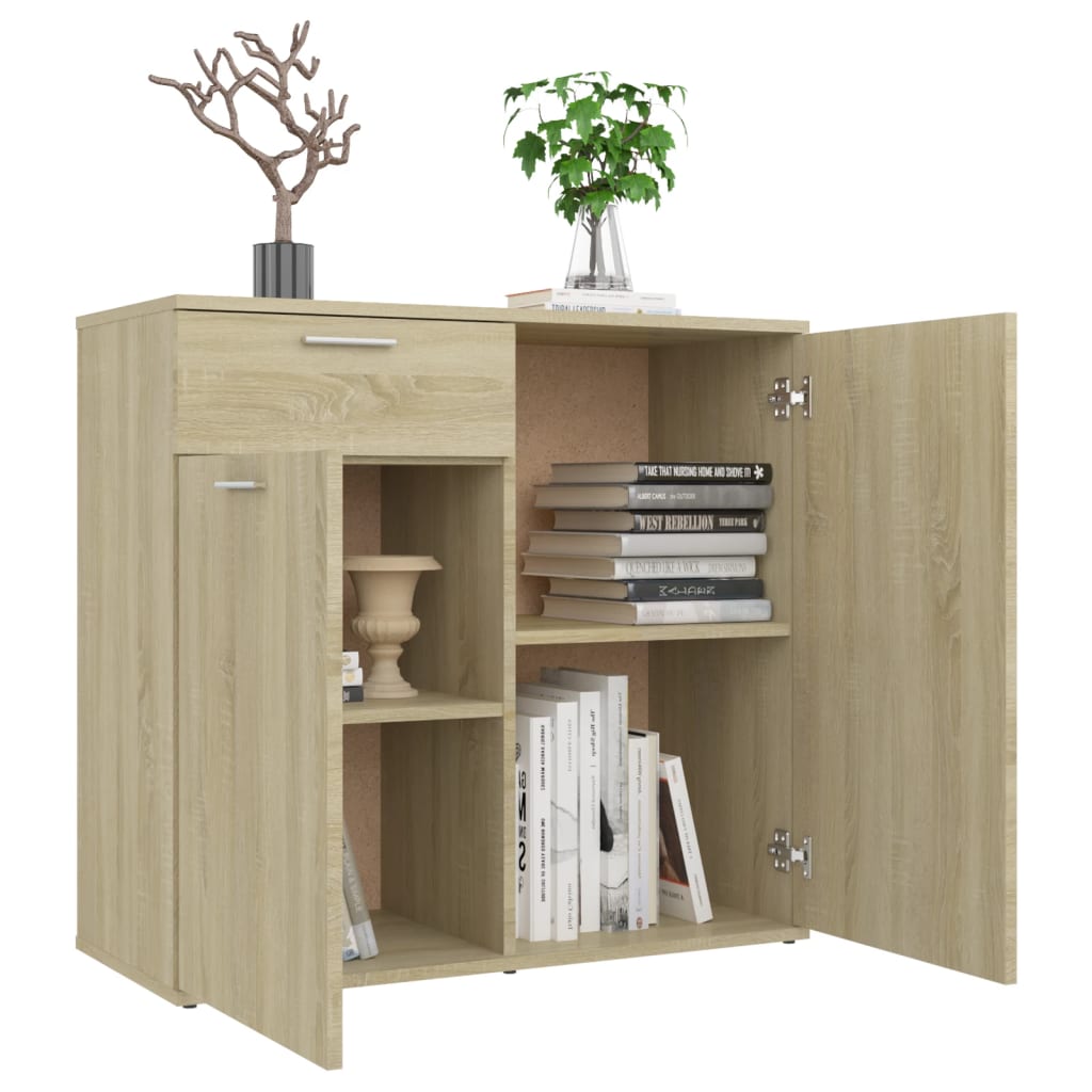 vidaXL Szafka, dąb sonoma, 80x36x75 cm, materiał drewnopochodny