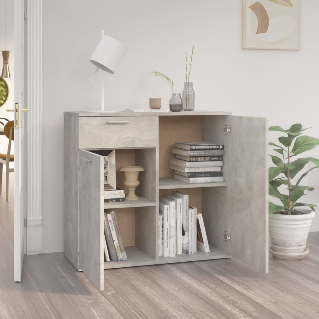vidaXL Szafka, szarość betonu, 80x36x75 cm, materiał drewnopochodny