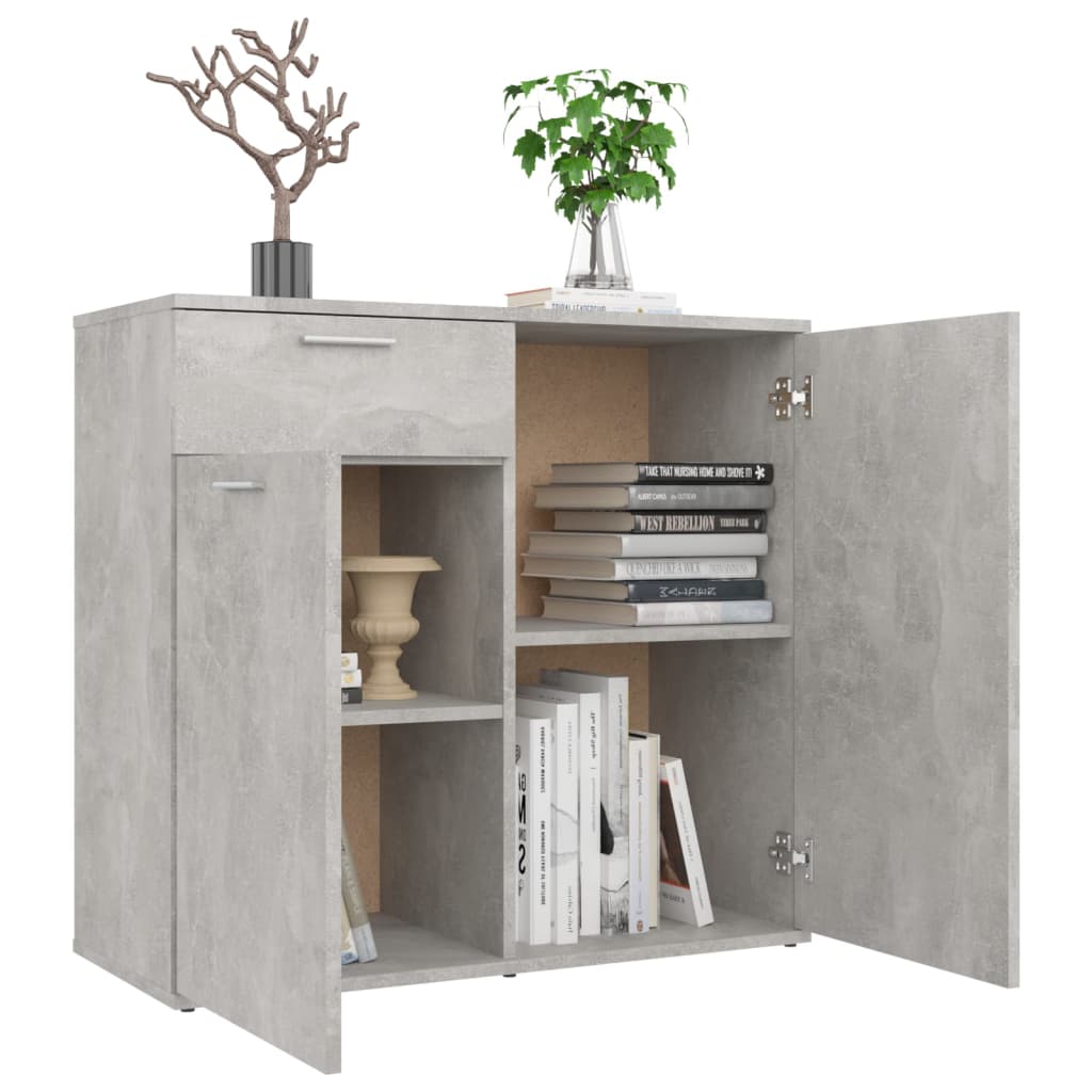 vidaXL Szafka, szarość betonu, 80x36x75 cm, materiał drewnopochodny
