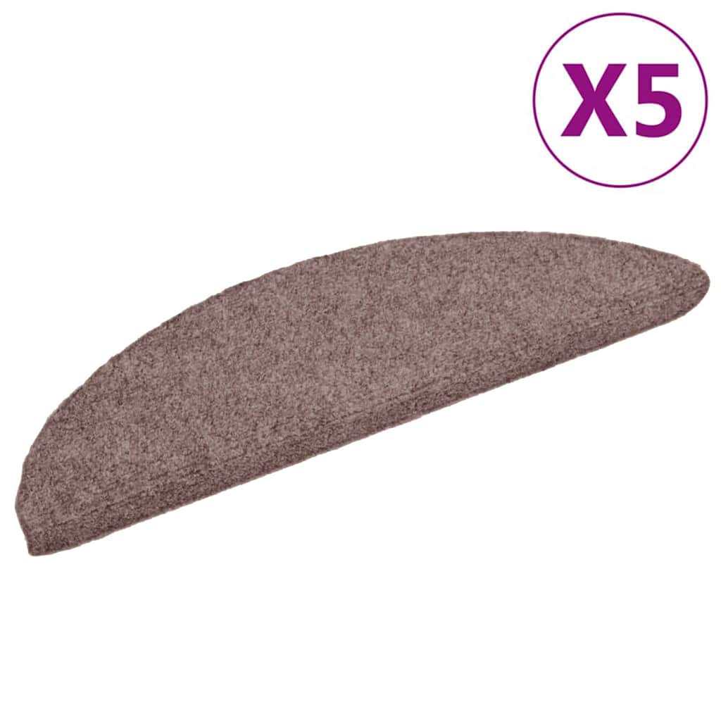 vidaXL Maty na schody samoprzylepne 5 szt. 56x17x3 cm jasnobrązowe półokrągłe