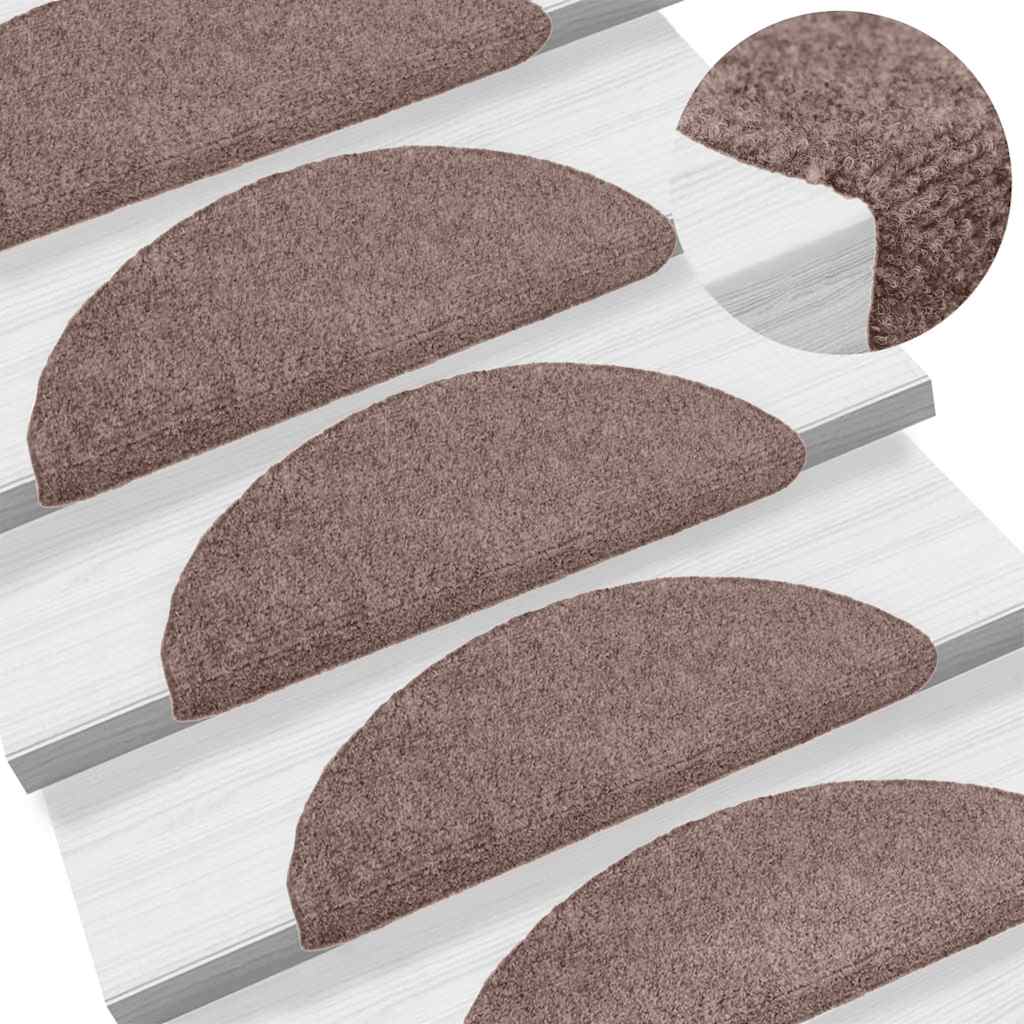 vidaXL Maty na schody samoprzylepne 5 szt. 56x17x3 cm jasnobrązowe półokrągłe