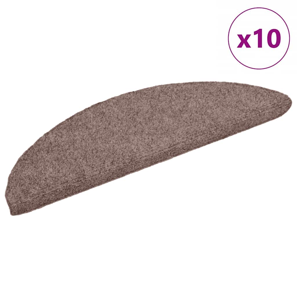 vidaXL Maty na schody samoprzylepne 10 szt. 56x17x3 cm jasnobrązowe półokrągłe