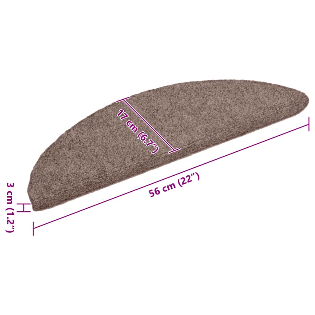 vidaXL Maty na schody samoprzylepne 10 szt. 56x17x3 cm jasnobrązowe półokrągłe