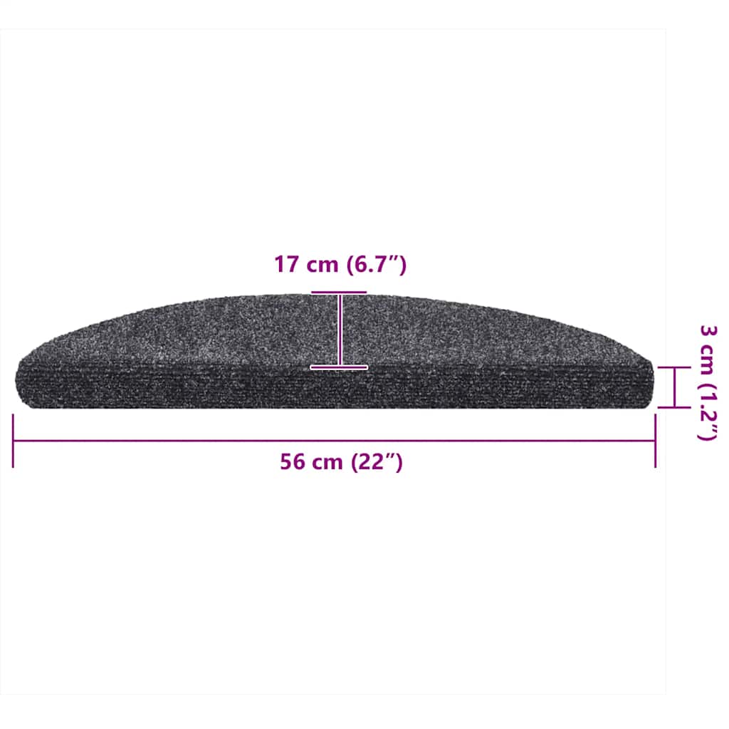 vidaXL Maty na schody samoprzylepne 5 szt. 56x17x3 cm Ciemnoszary półokrągły