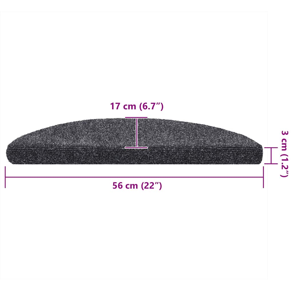 vidaXL Maty na schody samoprzylepne 10 szt. 56x17x3 cm Ciemnoszary półokrągły