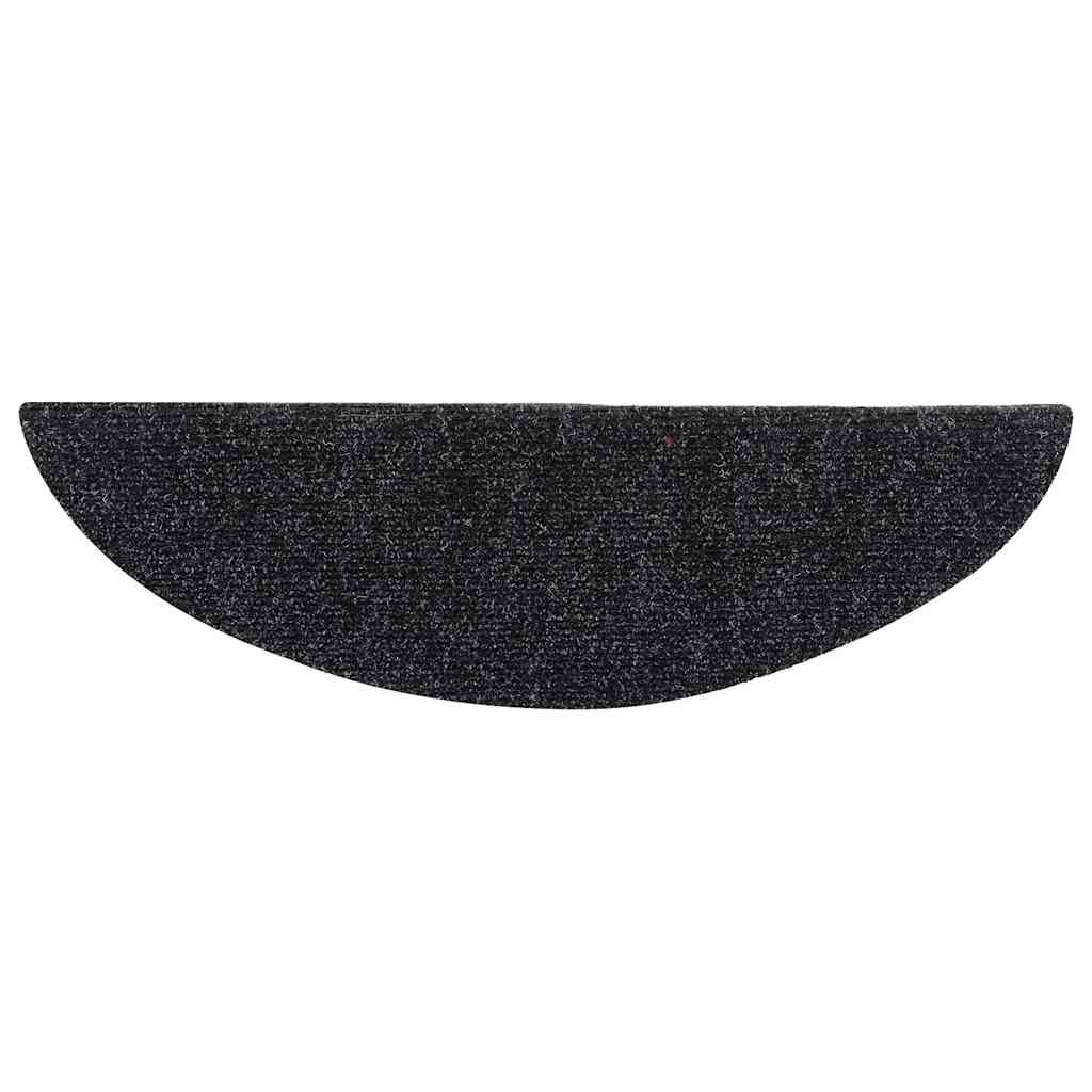 vidaXL Maty na schody samoprzylepne 10 szt. 56x17x3 cm czarne półokrągłe