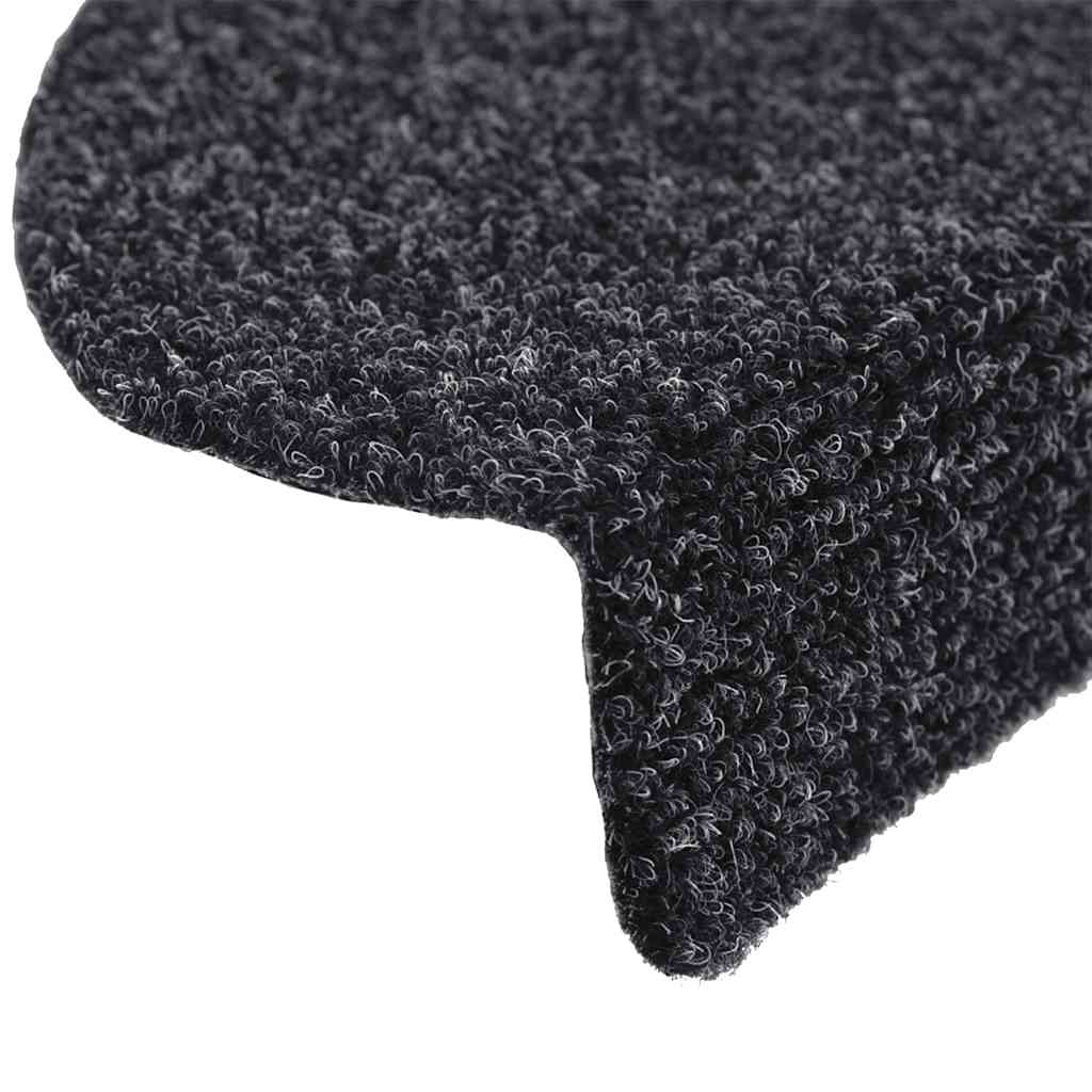 vidaXL Maty na schody samoprzylepne 10 szt. 56x17x3 cm czarne półokrągłe