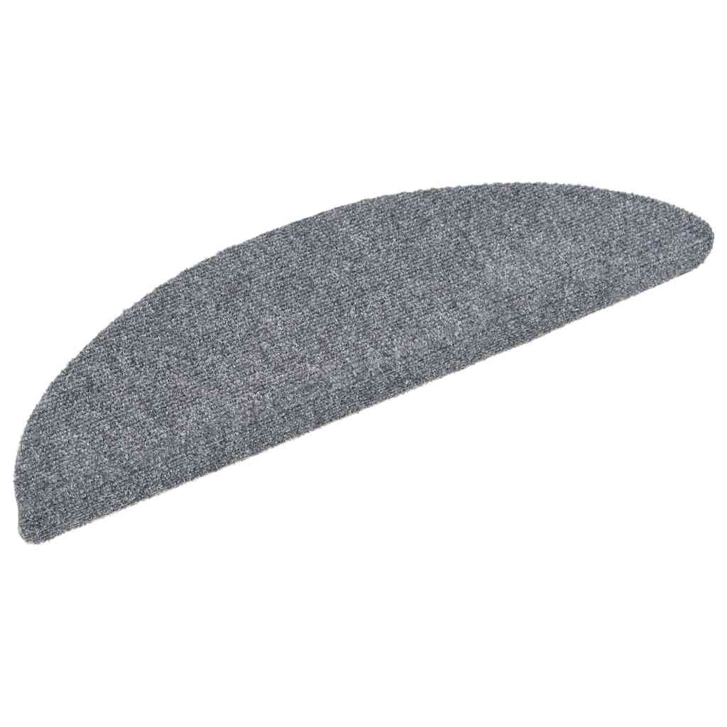 vidaXL Maty na schody samoprzylepne 5 szt. 56x17x3 cm Jasnoszary półokrągły