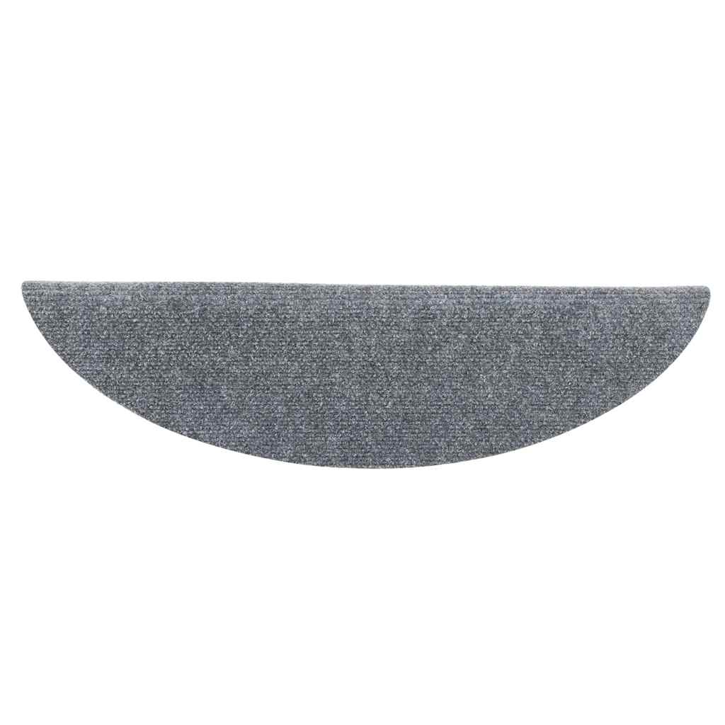 vidaXL Maty na schody samoprzylepne 5 szt. 56x17x3 cm Jasnoszary półokrągły