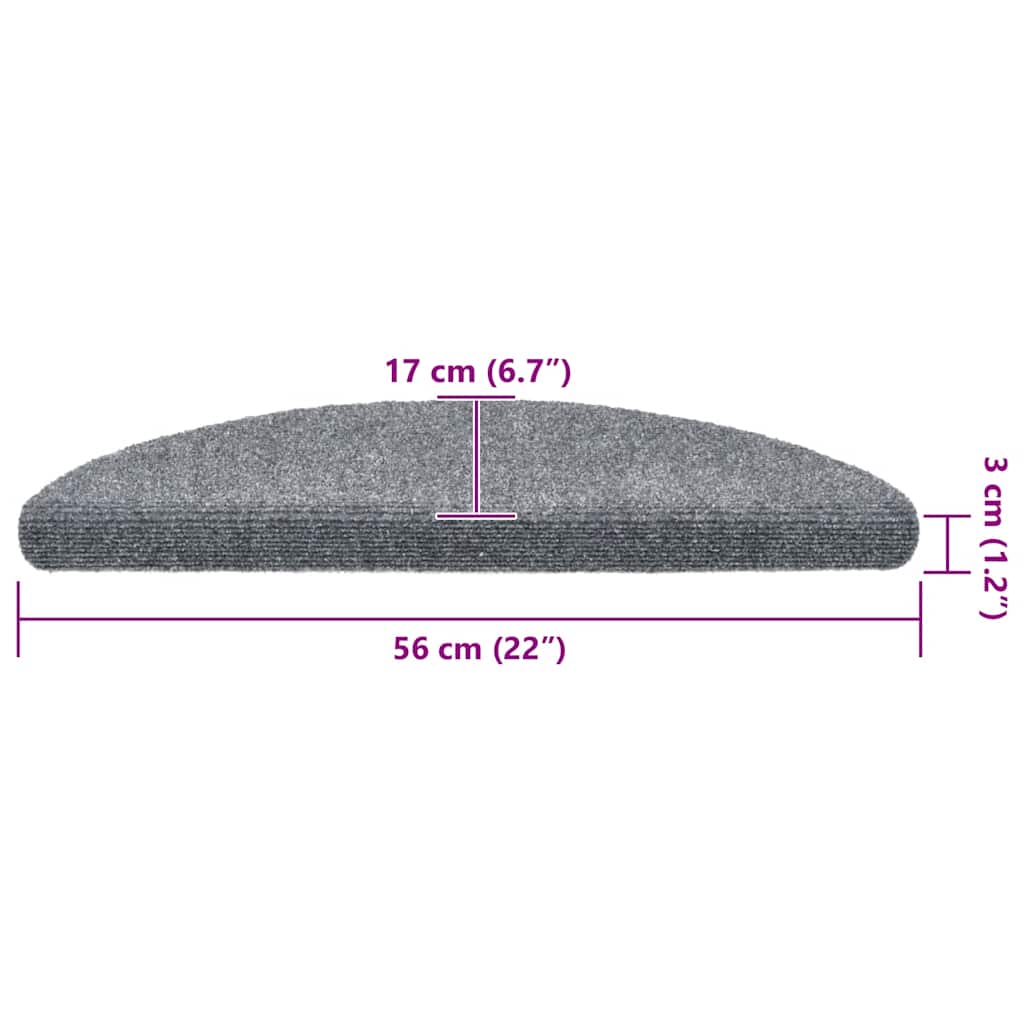vidaXL Maty na schody samoprzylepne 5 szt. 56x17x3 cm Jasnoszary półokrągły