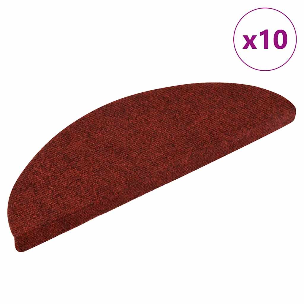 vidaXL Maty na schody samoprzylepne 10 szt. 56x17x3 cm Bordowo-czerwone półokrągłe