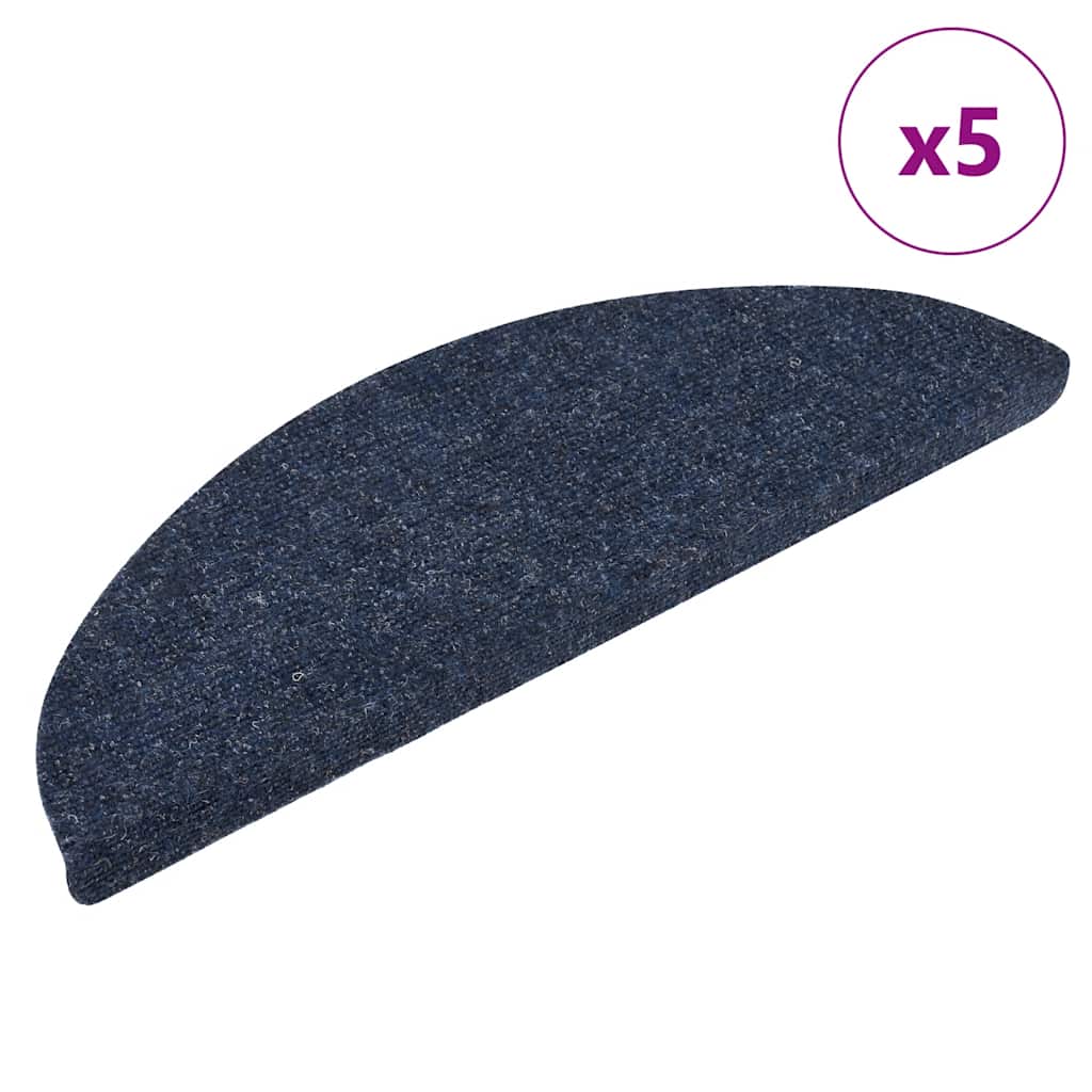 vidaXL Maty na schody samoprzylepne 5 szt. 56x17x3 cm niebieskie półokrągłe