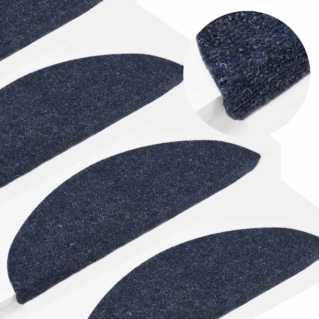vidaXL Maty na schody samoprzylepne 5 szt. 56x17x3 cm niebieskie półokrągłe
