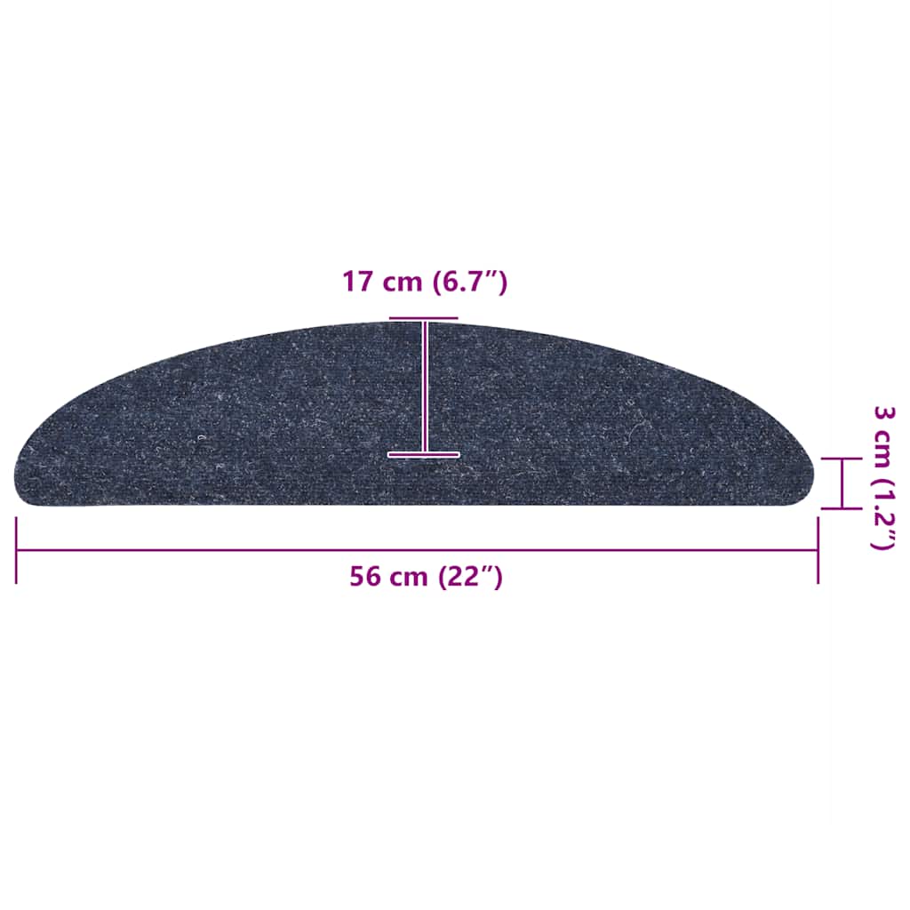 vidaXL Maty na schody samoprzylepne 10 szt. 56x17x3 cm niebieskie półokrągłe