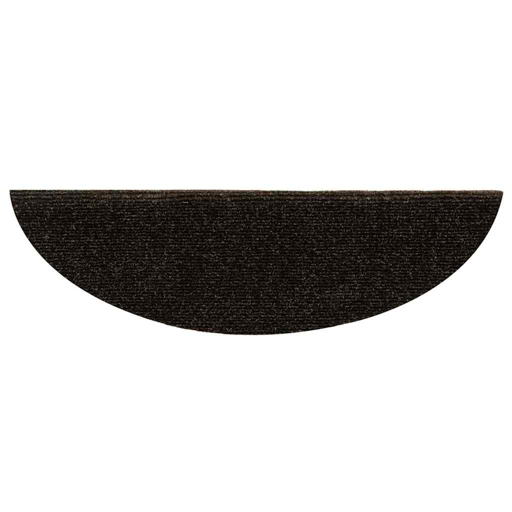 vidaXL Maty na schody samoprzylepne 5 szt. 56x17x3 cm Ciemnobrązowe półokrągłe