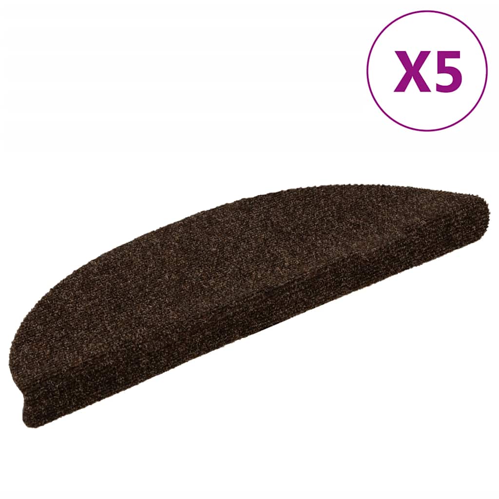 vidaXL Maty na schody samoprzylepne 5 szt. 56x17x3 cm Brązowe półokrągłe