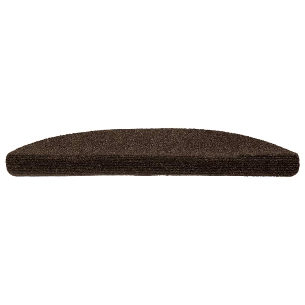 vidaXL Maty na schody samoprzylepne 10 szt. 56x17x3 cm Brązowe półokrągłe