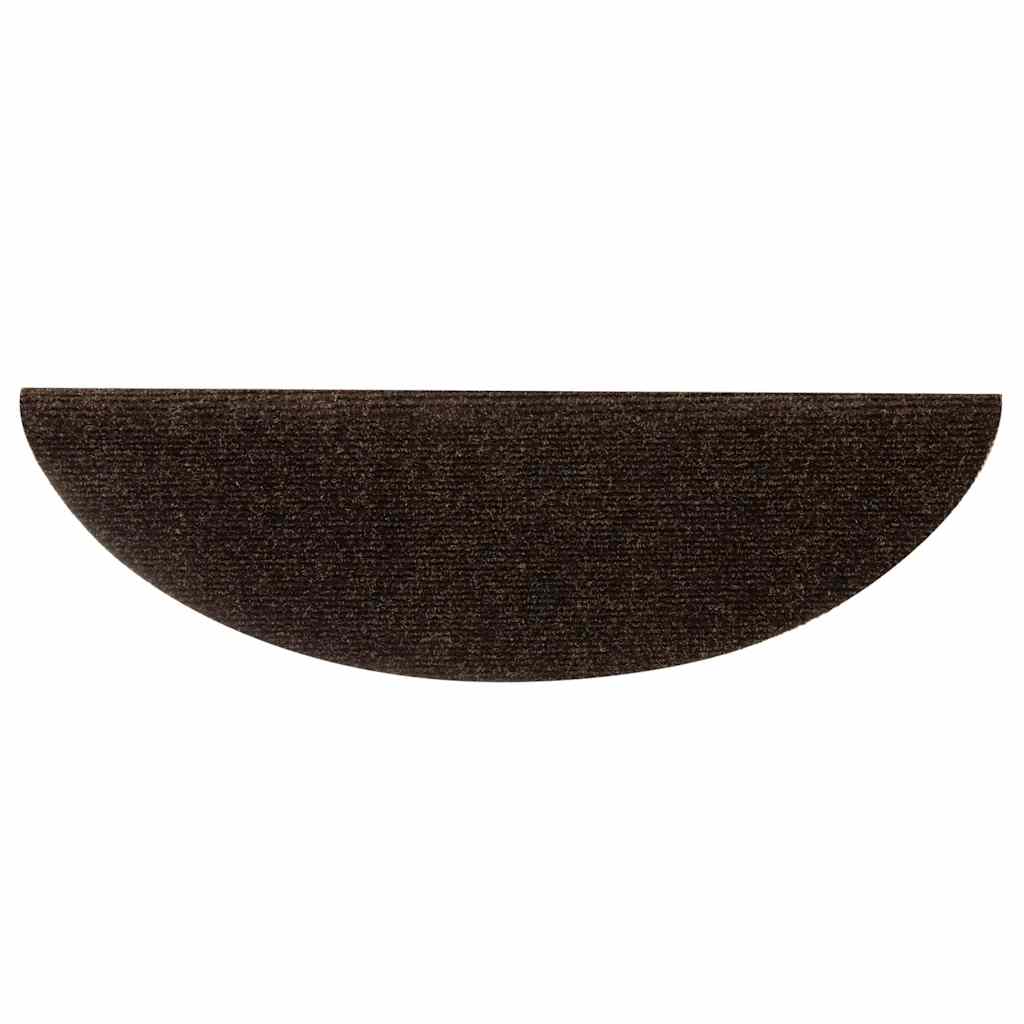 vidaXL Maty na schody samoprzylepne 10 szt. 56x17x3 cm Brązowe półokrągłe