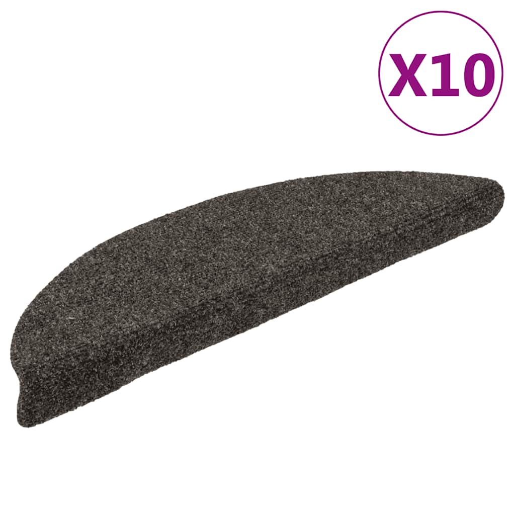 vidaXL Maty na schody samoprzylepne 10 szt. 56x17x3 cm Antracyt Półokrągłe