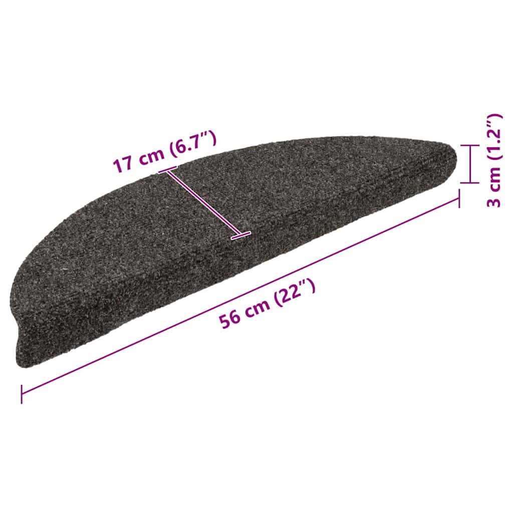 vidaXL Maty na schody samoprzylepne 10 szt. 56x17x3 cm Antracyt Półokrągłe