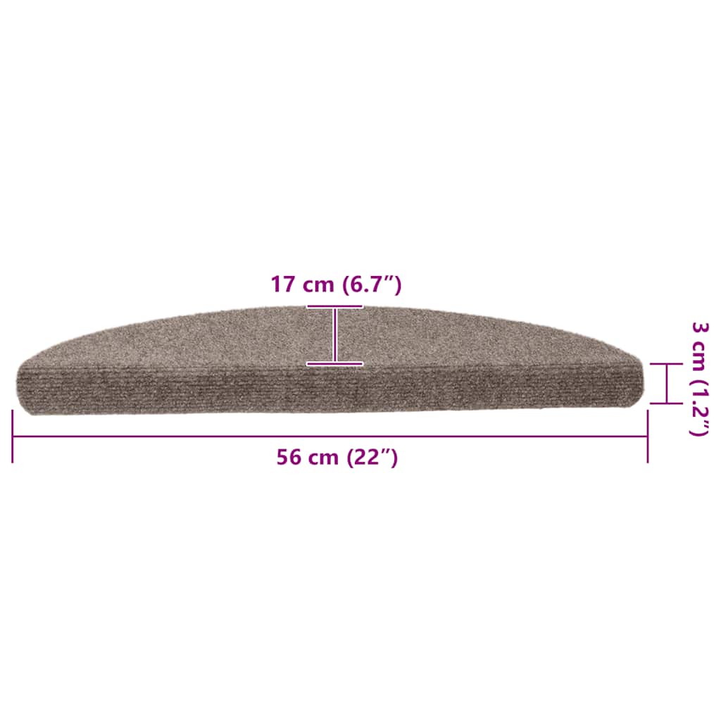 vidaXL Maty na schody samoprzylepne 10 szt. 56x17x3 cm beżowe półokrągłe