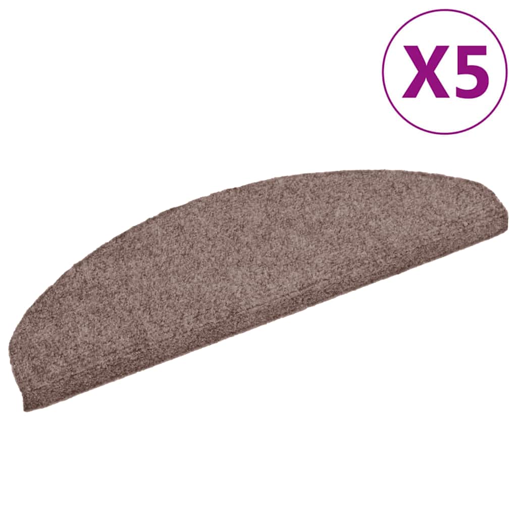 vidaXL Maty na schody samoprzylepne 5 szt. 65x21x4 cm jasnobrązowe półokrągłe duże