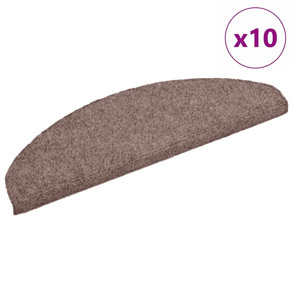 vidaXL Maty na schody samoprzylepne 10 szt. 65x21x4 cm jasnobrązowe półokrągłe duże
