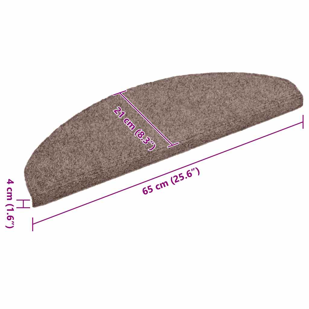 vidaXL Maty na schody samoprzylepne 10 szt. 65x21x4 cm jasnobrązowe półokrągłe duże