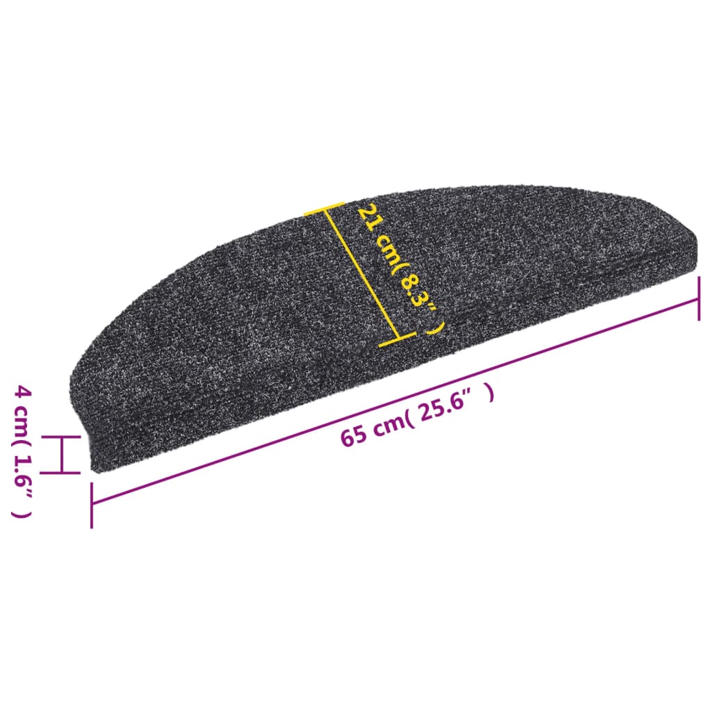 vidaXL Maty na schody samoprzylepne 5 szt. 65x21x4 cm Ciemnoszary Półokrągły Duży