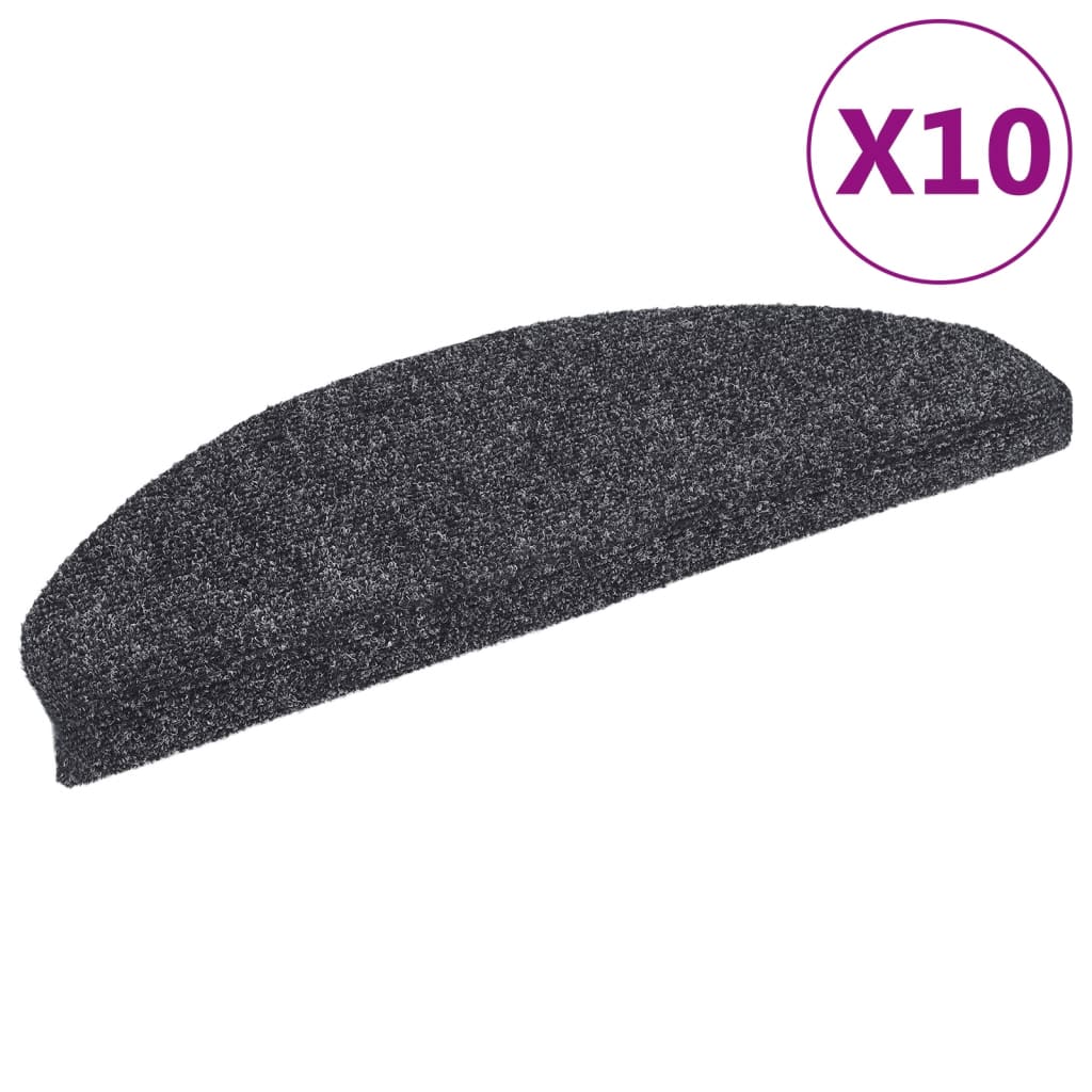 vidaXL Maty na schody samoprzylepne 10 szt. 65x21x4 cm Ciemnoszary Półokrągły Duży