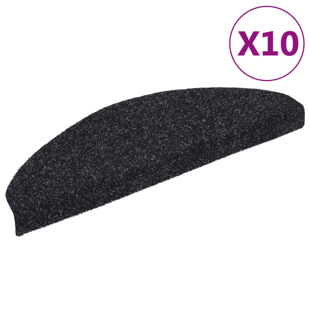 vidaXL Maty na schody samoprzylepne 10 szt. 65x21x4 cm czarne półokrągłe duże