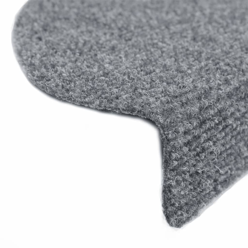 vidaXL Maty na schody samoprzylepne 5 szt. 65x21x4 cm Jasnoszary półokrągły duży
