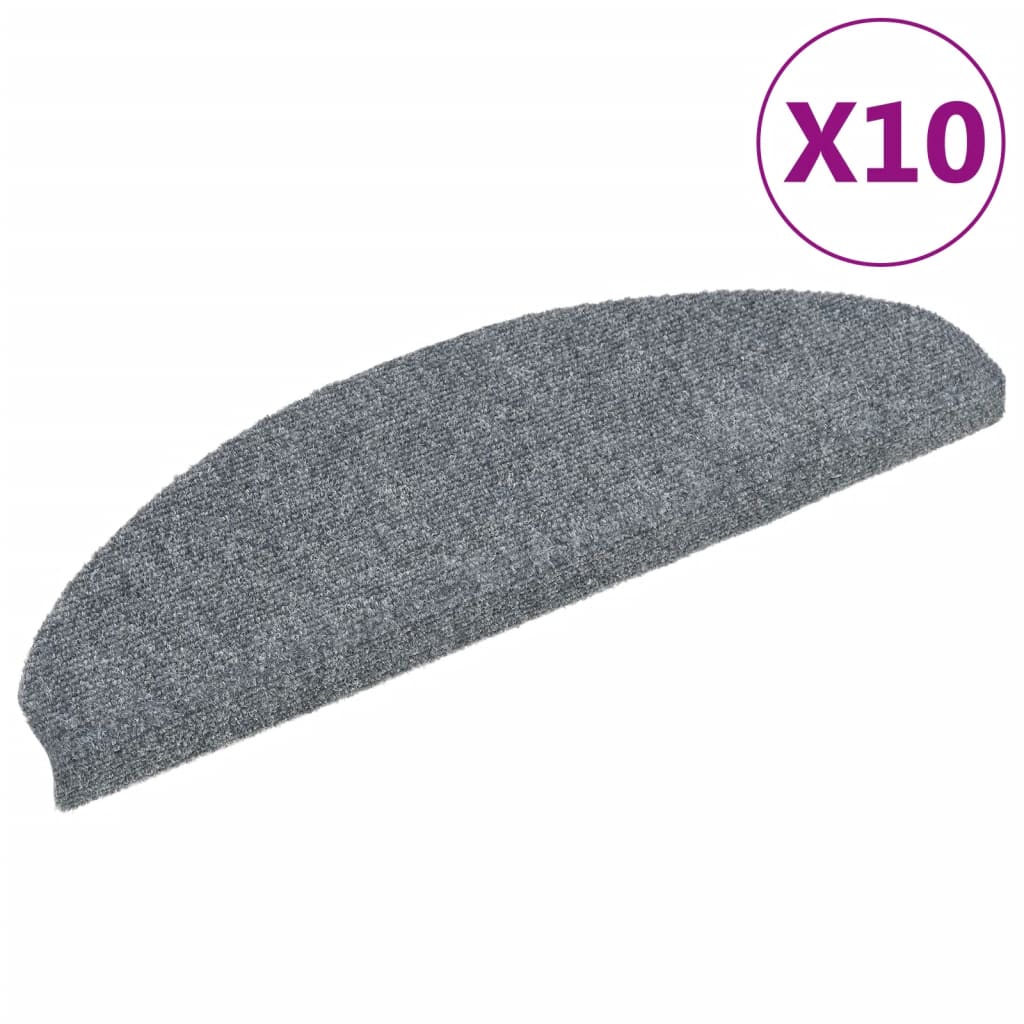 vidaXL Maty na schody samoprzylepne 10 szt. 65x21x4 cm Jasnoszary półokrągły duży