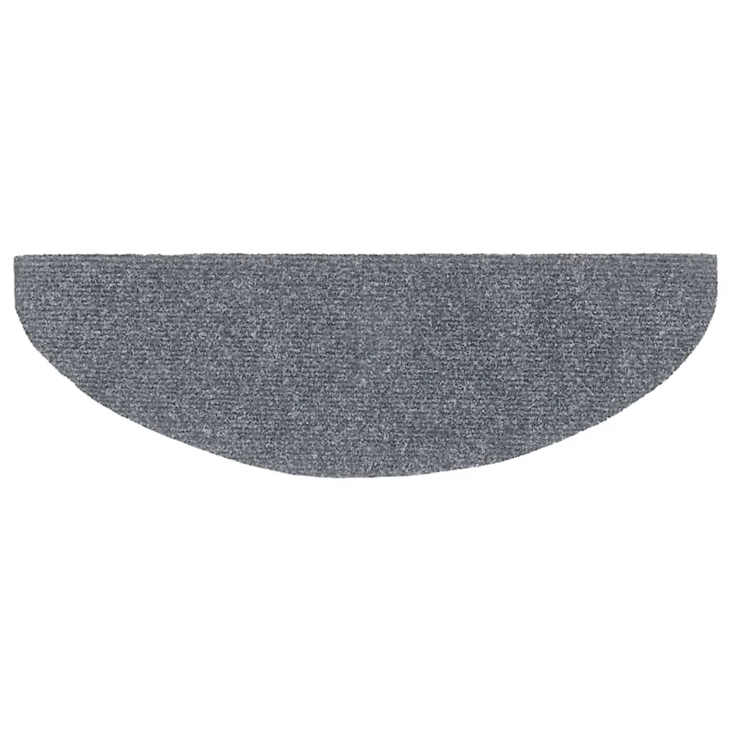 vidaXL Maty na schody samoprzylepne 10 szt. 65x21x4 cm Jasnoszary półokrągły duży