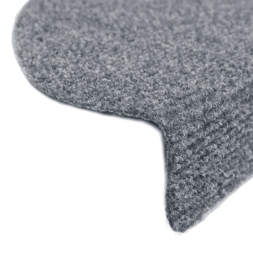 vidaXL Maty na schody samoprzylepne 10 szt. 65x21x4 cm Jasnoszary półokrągły duży
