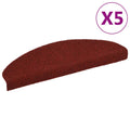 vidaXL Maty na schody samoprzylepne 5 szt. 65x21x4 cm Bordowe, półokrągłe, duże