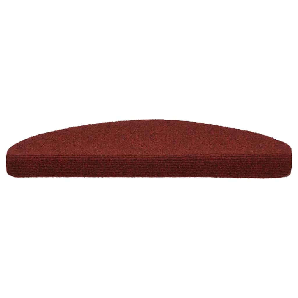 vidaXL Maty na schody samoprzylepne 10 szt. 65x21x4 cm Bordowe Czerwone Półokrągłe Duże