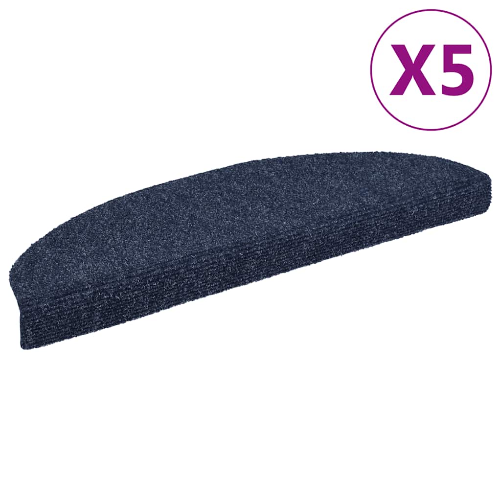 vidaXL Maty na schody samoprzylepne 5 szt. 65x21x4 cm niebieskie półokrągłe duże